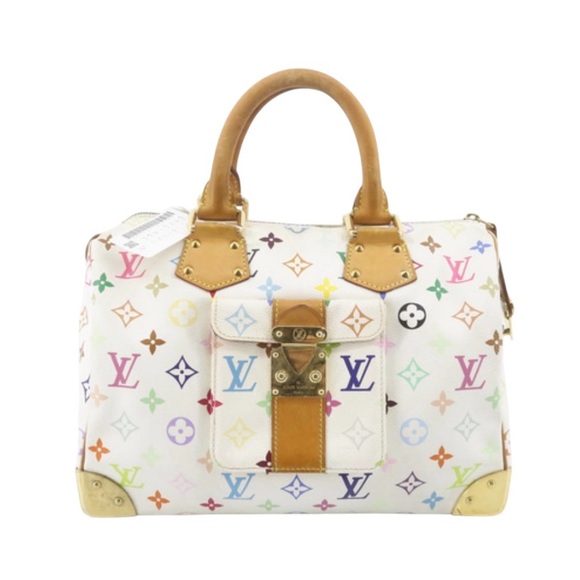 ✨🛍️ Louis Vuitton White Takashi Murakami Multicolor Speedy 30 Handbag - Picture 1 of 7